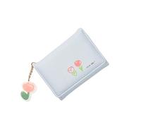 ZGCrumphant Women’s Short Wallet | Thin Cute Cartoon Bear Three-Fold Design for Ladies and Students for Keyring(Light Blue)