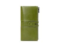 ZGCrumphant Women's Long PU Leather Wallet | Handbag with Multiple Card Slots and Coin Zipper for Keyring(Green)