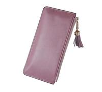 ZGCrumphant Women's Long Purse Holding Vertical Square Large Capacity Mobile Phone Bag Ultra-Thin Bright Leather Clip for Keyring(Purple)
