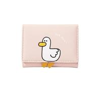ZGCrumphant Women's PU Leather Wallet | Short Foldable Cash Clip with Cartoon Luck Duck Design and Card Holder for Keyring(Pink)