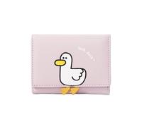 ZGCrumphant Women's PU Leather Wallet | Short Foldable Cash Clip with Cartoon Luck Duck Design and Card Holder for Keyring(Purple)