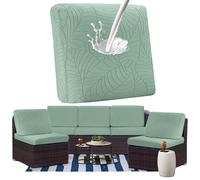 ZGDDPZA 1/2/3/4/8PCS Stretch Patio sofa Cushion Cover Outdoor TPU Waterproof Replacement Slipcovers Outdoor Elastic Leaf pattern Textured Porch Couch Furniture Protector (Green,1PCS)