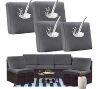 ZGDDPZA 1/2/3/4/8PCS Stretch Patio sofa Cushion Cover Outdoor TPU Waterproof Replacement Slipcovers Outdoor Elastic Leaf pattern Textured Porch Couch Furniture Protector (Dark Grey,4PCS)