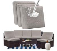 ZGDDPZA 1/2/3/4/8PCS Stretch Patio sofa Cushion Cover Outdoor TPU Waterproof Replacement Slipcovers Outdoor Elastic Leaf pattern Textured Porch Couch Furniture Protector (Taupe,3PCS)