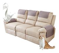 ZGDDPZA Armchair Covers for Arms & Headrest Protectors, Water-Resistant | quilted polyester storage pockets silicone backing anti-slip stickers for sofas and recliners (Light Gray,3-Seater 5pcs)