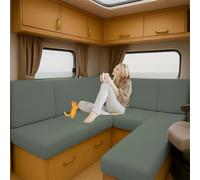 ZGDDPZA Caravan Seat Cushion Covers for Motorhome & Camper Stretch Fit Sofa Slipcovers with Elastic Straps Non-Slip RV Bench & Backrest Covers, Indoor Outdoor Use (Cyan,L65-95cm W65-100cm)