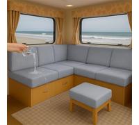 ZGDDPZA Stretch Caravan Cushion Cover Waterproof Jacquard Slipcover with 2 Elastic Straps for RV Camper Bench Dinette - Multi-Size (Light Grey,L130-160cm W 40-65cm)