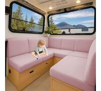 ZGDDPZA Stretch Jacquard RV Caravan Cushion Cover Non-Slip Fit Multi-Size for Dinette Motorhome, Indoor Seating & Camper Benches (Pink,L 100-125cm W 50-65cm)