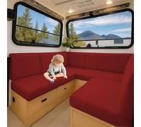 ZGDDPZA Stretch Jacquard RV Caravan Cushion Cover Non-Slip Fit Multi-Size for Dinette Motorhome, Indoor Seating & Camper Benches (Wine red,L 150-190cm W 50-65cm)