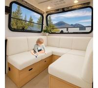 ZGDDPZA Stretch Jacquard RV Caravan Cushion Cover Non-Slip Fit Multi-Size for Dinette Motorhome, Indoor Seating & Camper Benches (Beige,L 150-190cm W 50-65cm)