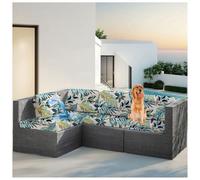 ZGDDPZA Stretch Outdoor Sofa Cushion Cover, Water-Repellent Seat Cover for 1/2/3 Seater, Elastic Fit Replacement for Garden Bench, Rattan Furniture, Patio, Indoor & Outdoor Use (Leaves,2-Seater)