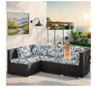 ZGDDPZA Stretch Outdoor Sofa Cushion Cover, Water-Repellent Seat Cover for 1/2/3 Seater, Elastic Fit Replacement for Garden Bench, Rattan Furniture, Patio, Indoor & Outdoor Use (Flowers,1-Seater)