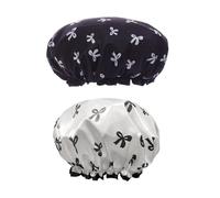 ZGDEIWGF Lot De 2 Bonnets De Douche Avec N?ud, Joli Bonnet De Douche, Bonnet De Douche Imperméable Double Couche, Bonnet De Maquillage Pour Femme, Bonnet De Nuit Réglable, Bonnet Bouclé, Le Salon.