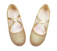 ZGDG Girls Flat Dress Shoes Ballet Shoes,Glitter Mary Jane Flats Wedding Party Ballerinas with Elastic Strap for Little/Big Kid