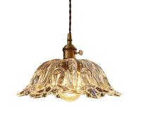 ZGDHWCR Creative Petal New Glass Chandeliers, Nordic Style Pendant Light, E27 Base Single Handhamp Lamp, Bedroom Restaurant Decoration Lighting Fixtures, Flush Mount Ceiling Lamp