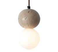 ZGDHWCR G9 Light Source Single-Head Pendant Lamp, Japanese-Style Marble Glass Chandelier, Personalized Ceiling Hanging Light, Bedroom and Balcony Decorative Lighting Fixtures