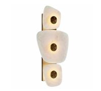 ZGDHWCR Medieval Brass Wall Lamp, 18.9in Natural Alabaster Wall Sconce, LED Warm Light Interior Marble Wall Light, Bedside Dressing Table Hallway Decorative Lighting Fixtures