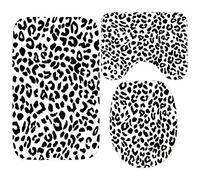 ZGDPBYF 3 Piece Bath Mats Stripe Ribbon Leopard Black and White Print Waterproof Non Slip Bath Mat Set, Washable Rug for Bathroom 3-Piece Set