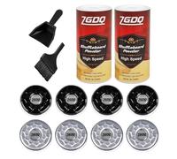 ZGDQ 2 Pack Shuffleboard Wax Powder Set with Shuffleboard Pucks, 2-1/8'' (53mm) Shuffleboard Table Pucks with Shuffleboard Wax High Speed and Mini Brush Set