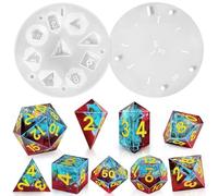 ZGDYi Silicone Dice Mould Set - 9-Piece Polyhedral Cube Moulds for Epoxy Resin, DIY Resin Moulds for Game Cubes