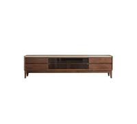 ZGEG TV Cabinet 200cm Walnut Country Entertainment Center, Simple Living Room Storage Table, Solid Wood Floor Storage Furniture With Drawers Television Stand