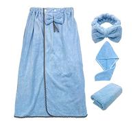 Zgehnao 4Pcs/Set Women Wearable Bath Wrap With Towel Headband Hair Dry Bow Bathrobe