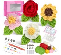Zgehnao Flower Brooch Crochet Starter Kits With Yarn Crochet Hook Needle Knitting Marker Knitting Marker Accessory