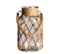 ZGFHLI Glass Flower Vase with Rattan Cover, Boho Glass Vase, Cotton Rope, Flower Bud Vase, Rattan Glass Vase, Cotton Fabric for Flower Arrangements, Table Decoration,B,M