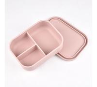 ZGFHLI Leak-Proof Silicone Bento Lunch Box, Silicone Lunch Box with 3 Individually Sealed Compartments, Snack Bento Box, Microwave & Dishwasher Safe,E