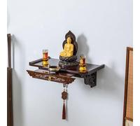 ZGFOZJGC Wall - Mounted Altar Table Meditation Altar Carved Design Buddhist Altar Small Prayer Bench, Pooja Cabinet with Hooks, Chinese Buddha Niche Cabinet
