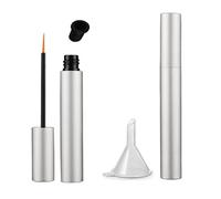 ZGGAZCA 2Pcs Empty Lash Serum Bottle with Brush 5ml Eyeliner Tube and Container for Eyelash Growth Oil Refillable Mascara Bottles with Mini Funnel Vials for DIY Liquid Makeup Storage Silver