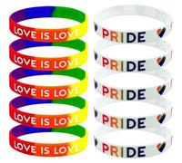 Zghhc 10pcs Silicone Bracelet Gay Pride Wristbands Lgbt Friendship Rainbow Wristbands Sports Bracelet Rubber Bracelets