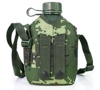 Zghhc 1l Hip Flask Water Bottle Aluminum Wine Pot Military Canteen Camping Hiking Survival Kettle with Cover for Outdoor