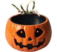 Zghhc 1pc Halloween Skull Bowl, Animated Pumpkin Candy Holder, Halloween Pumpkin Candy Bowl Dish with Lighted Red Eyes and Moving Skeleton Hand for Halloween Decoration