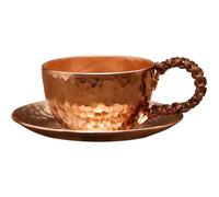 Zghhc 1set Pure Copper Hammered Cup Handmade Thickened Coffee Cup with Cup Holder Wine Beer Espresso Coffee Cup for Household Office