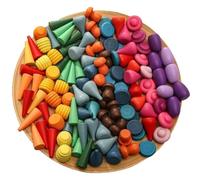 Zghhc 243 Pcs Wooden Rainbow Stacking Toy, Loose Parts Play Materials Learning Educational Shape Sorting Sensory Play Montessori Toys