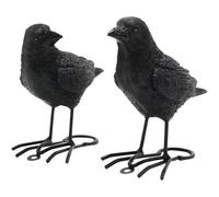 Zghhc 2pcs Crow Statues Fake Black Crow Figure Resin Crows for Hunting, Bird Figures, Halloween Birds Decoration - Yard, Garden, Deck, Patio