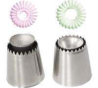 Zghhc 2pcs/set Large Icing Piping Nozzles Tips Sultan Tube Cookie Biscuit Russian Ice Cream Pastry Piping Tips Cake Decorating Tools