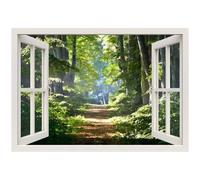 Zghhc 3d Wall Stickers, Forest Removable Fake Window Wall Stickers Scenery View Window Decals Landscape Nature Wall Decals for Home Decoration