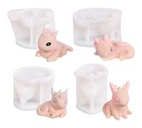 Zghhc 4 Pcs 3d Dragon Mold Cute Dragon Candle Mold 3d Dragon Baby Silicone Mold Resin Cake Fondant Mold Clay Resin Making Molds Candle Making Molds