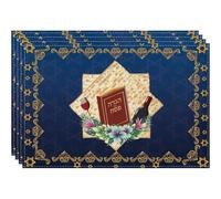 Zghhc 4pcs/set Passover Placemats, Pesach Star of David Place Mats Jewish Holiday Party Table Mats for Restaurants Dinner Party Table Decorations Supplies