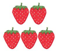 Zghhc 5 Pcs Cute Strawberry Iron on Patches for Clothes, Sew on Patches Embroidered Appliques for Pants Bags Backpacks Repair Decor