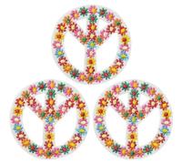 Zghhc 5pcs Peace Sign Symbol Iron on Patch Sew on Clothes Bag Hippie Embroidered Badge Flower Pattern Embroidery Patch