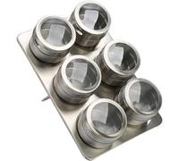 Zghhc 6 Pcs Magnetic Condiment Box Stainless Steel Spice Jars Condiment Food Tins Spice Shaker Cooking Tools for Kichen Fridge