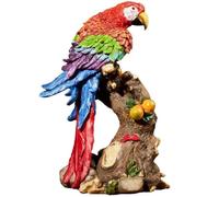 Zghhc Artificial Parrots Statue Resin Parrot Ornament, Simulation Parrot Perched on Tree Stump Figures Ornaments for Home Decoration