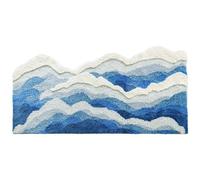 Zghhc Blue Wave Rug Tufted Ocean Waves Area Rug Ocean Rug with Nonslip Backing Coastal Bathroom Rugs Washable 3d Waves Bath Mats for Home Living Room Bathroom