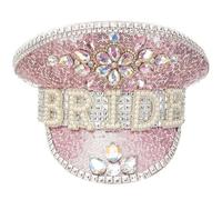 Zghhc Bride Rhinestone Hat Sparkling Hen Party Hat Shiny Sequins Bride Cap for Wedding Bridal Bachelorette Party