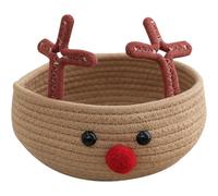 Zghhc Christmas Storage Basket Cotton Rope Woven Storage Basket Home Decoration Woven Basket Elk Shape Shelf Basket Small Basket