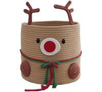 Zghhc Christmas Storage Basket Cotton Rope Woven Storage Basket Home Decoration Woven Basket Elk Shape Shelf Basket Small Basket