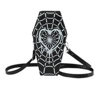 Zghhc Coffin Shaped Satchel Bag Casual Spider Web Pattern Shoulder Bag Halloween Purses Cell Phone Purse with Adjustable Strap for Halloween Party Supplies